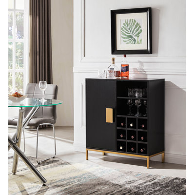 Lashondria Buffet Bar Liquor Cabinet with Wine Rack Storage and Glass Holder