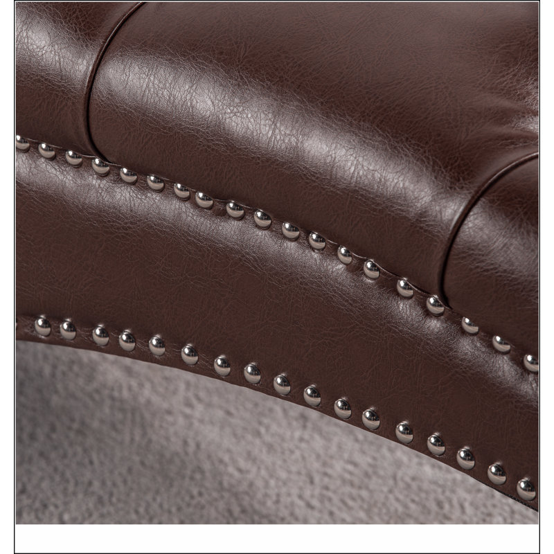 Chaise longue sans accoudoirs touffetée, Marron foncé
