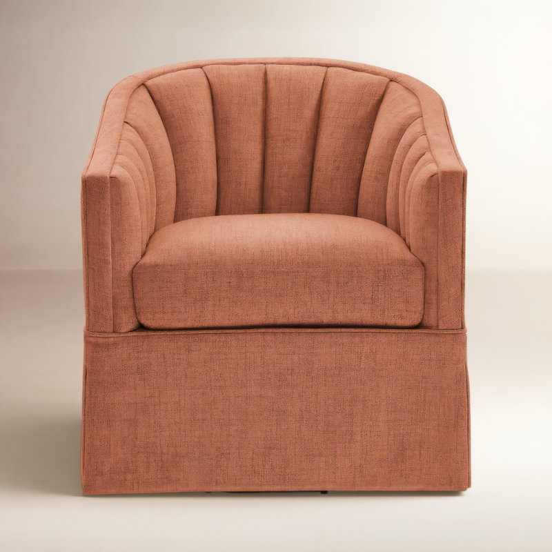 Milnor Sanibel Skirted Swivel Accent Chair, Coral