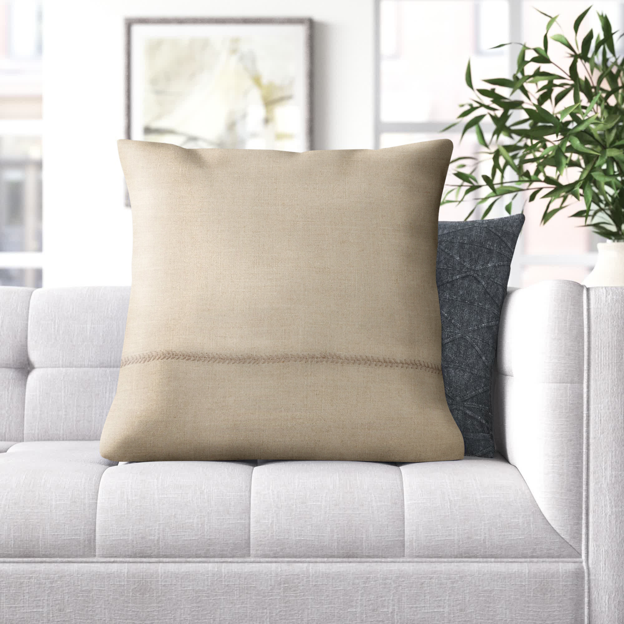 Griffin Throw Pillow, Light Gray, Down