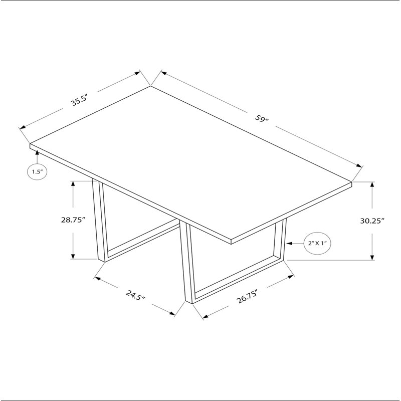 Table de salle à manger, rectangulaire, 60 po, cuisine, salle à manger, Taupe
