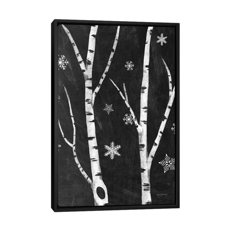« snowy birches iv » par mary urban, impression sur toile, Toile avec cadre flottant noir, Pas de tapis