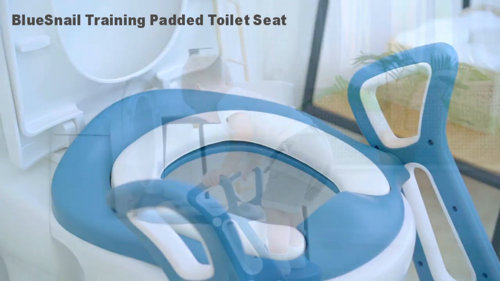 BlueSnail Potty Training Toilet Seat with Step Stool Ladder for Kids (Blue  PU Cushion) 