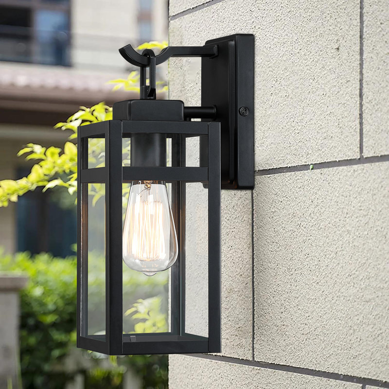 Schlesinger Matte Black Outdoor Wall Lantern, 35.3cm H x 12.7cm W x 16.7cm D