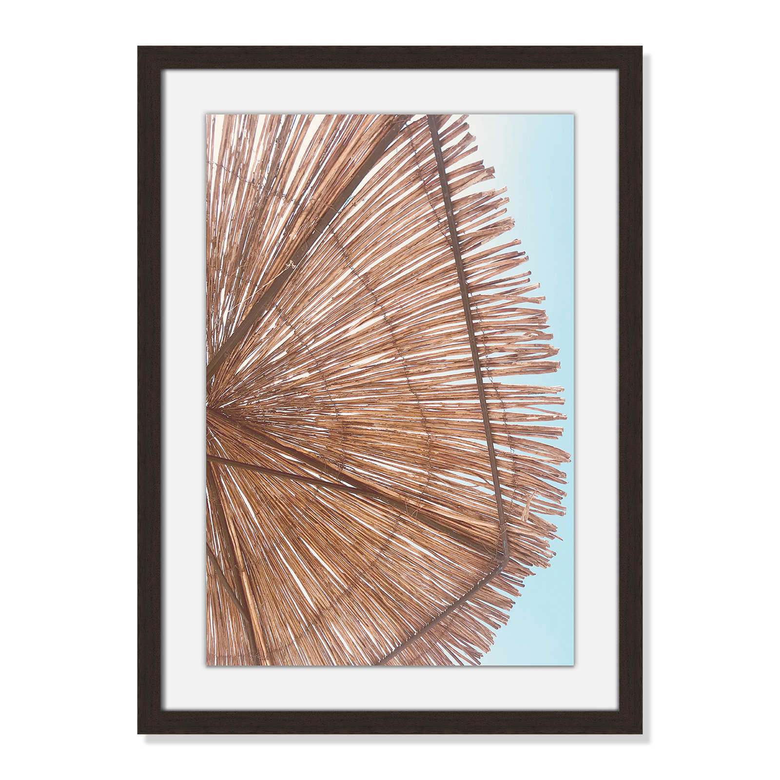 Rosy Straw Umbrella - Picture Frame Photograph, 25.50" H x 21.50" W x 1.25" D, Walnut