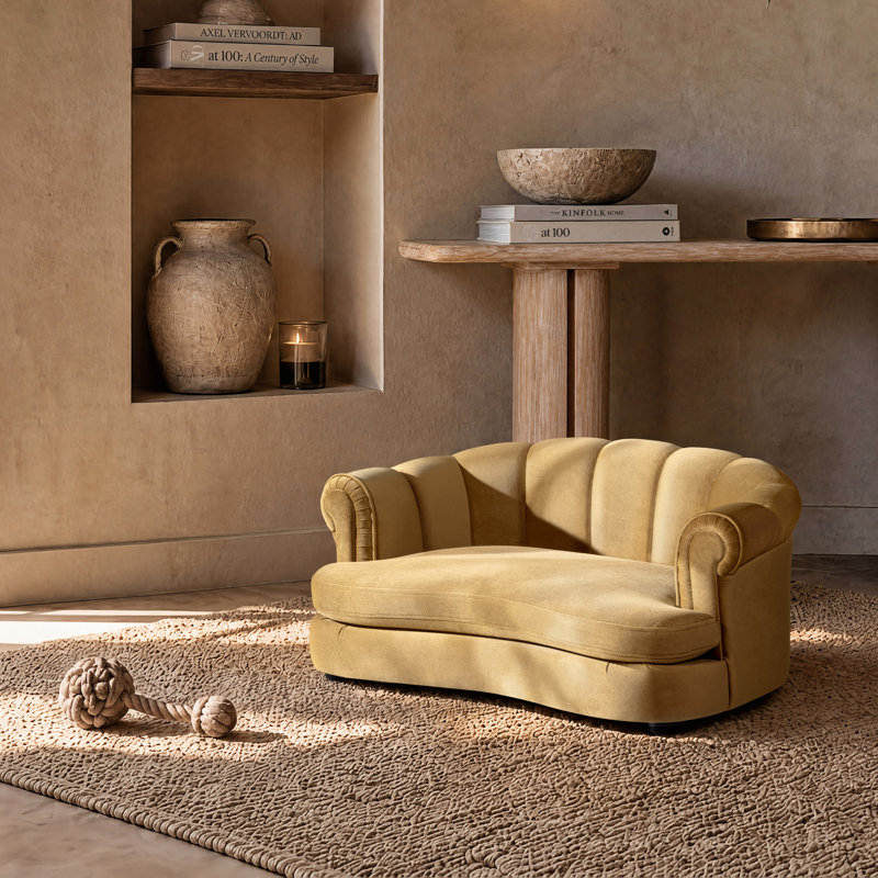 Canapé-lit pour chien 35,5 po Halle, Velours rose cendré