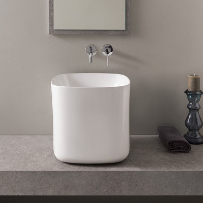 Scarabeo By Nameeks Moon 16.5'' White Ceramic Square Bathroom Sink