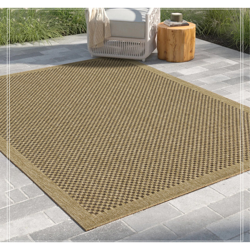 Jute/Mocha Indoor/Outdoor Area Rug, Rectangle 5'3" x 7'3"
