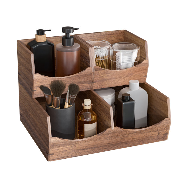 Acacia Wood Stackable Bin Organizer