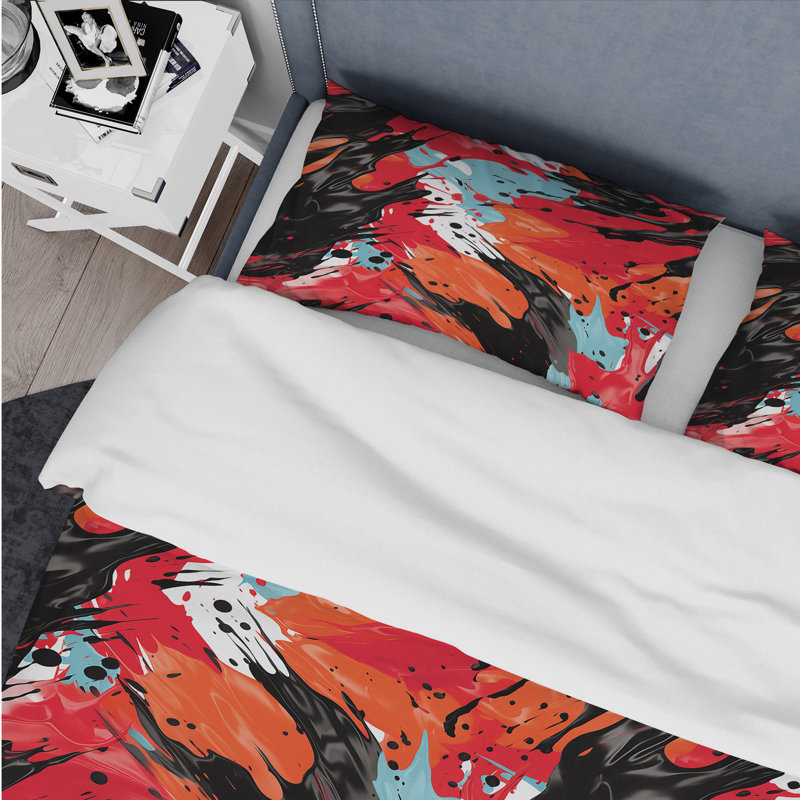 Ensemble de housse de couette Popart Bold Brush Frenzy II, Housse de couette pour très grand lit et 2 très