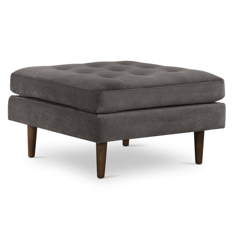  Velvet Upholstered Ottoman, Concrete