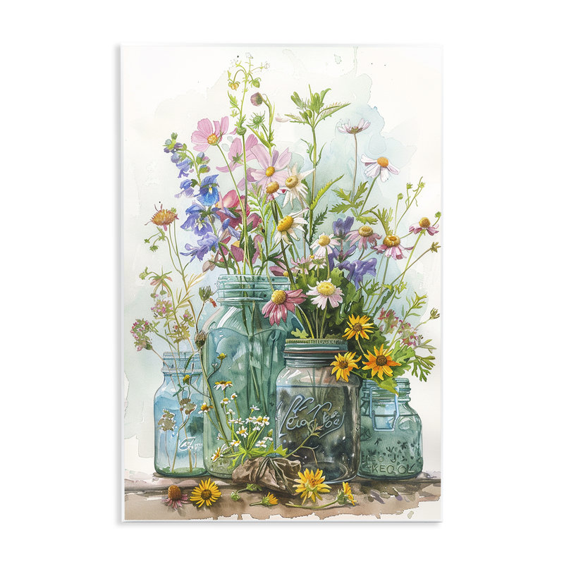  «Bright Garden Blooms Jars», art mural par Franklyn Gregory, H 19 po x l 13 po