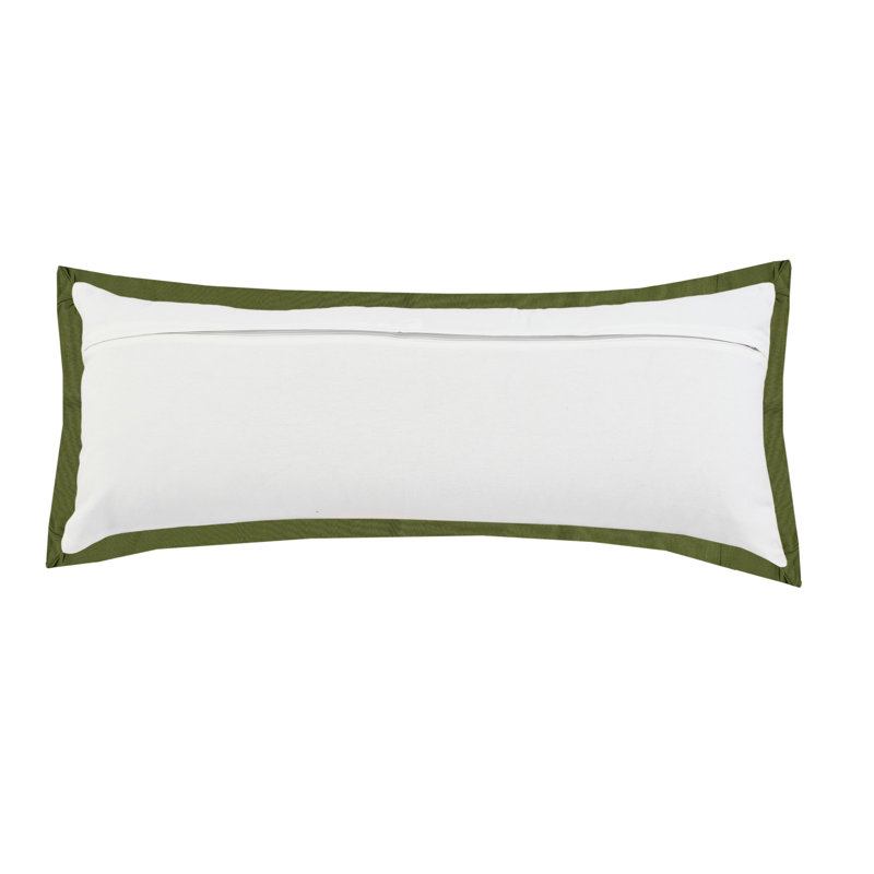 Housse de coussin décoratif contemporaine faite à la main de couleur unie 100% coton, Blanc/vert, Polyester