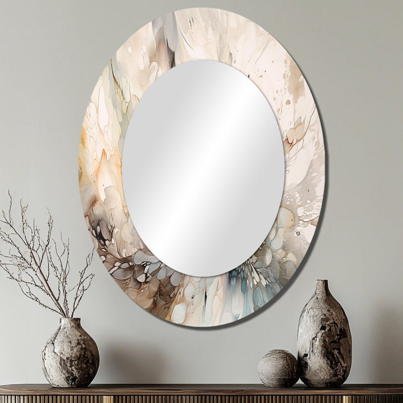 Miroir mural ovale blanc et gris, 40 po x 30 po