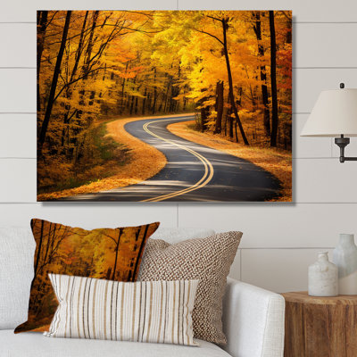 «Golden Road Into The Autumn Forest II - Road», art mural