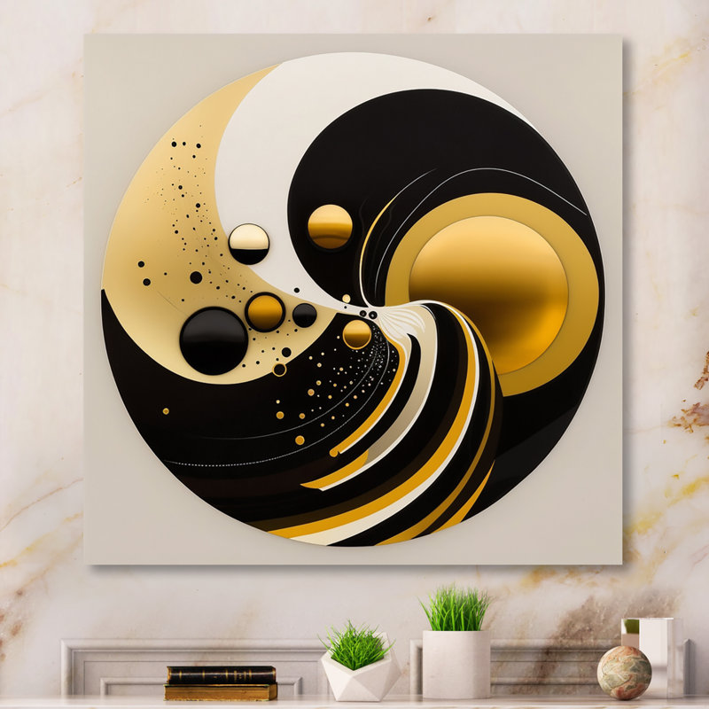Nel Golden and Black Sphere IV - reproduction sur toile, L 16 po x H 16 po, Toile tendue