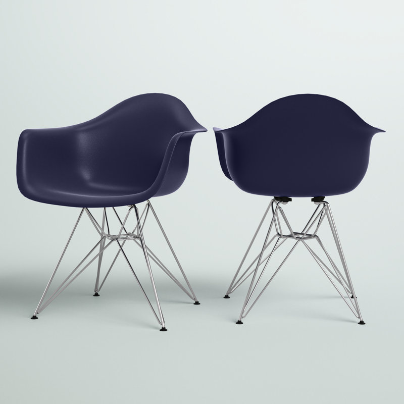 Chaise en plastique Herculaneum avec base chromée, Bleu marine