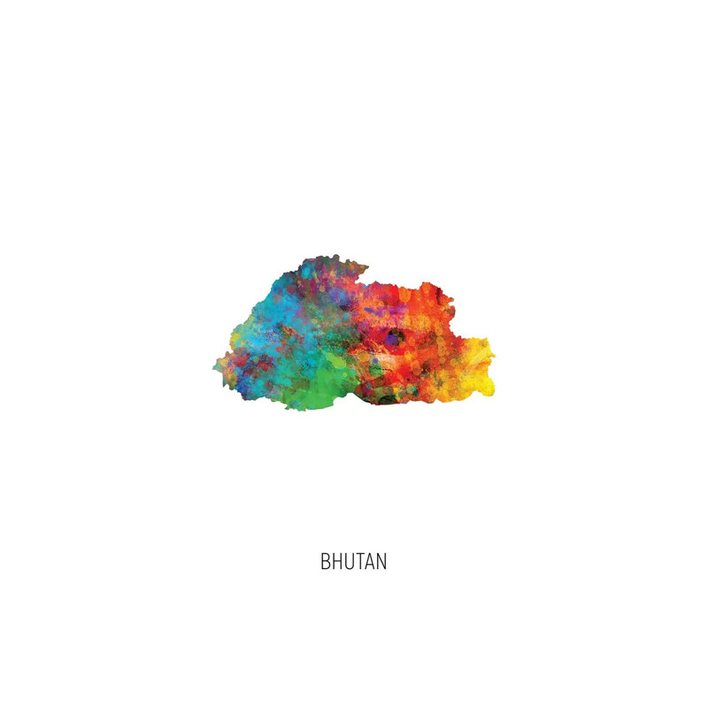" Bhutan Map " by Michael Tompsett, 40" H x 26" W x 1.5" D