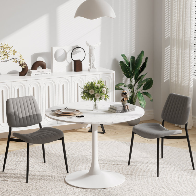 Ensemble 3 pièces de table de salle à manger et chaises Modern Modern, Gris, Blanc