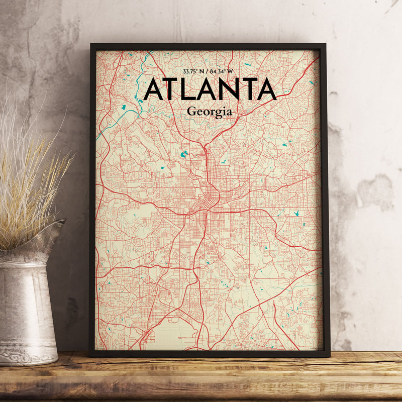 Atlanta City Map - No Frame Print, 70cm H x 50cm W x 0.13cm D
