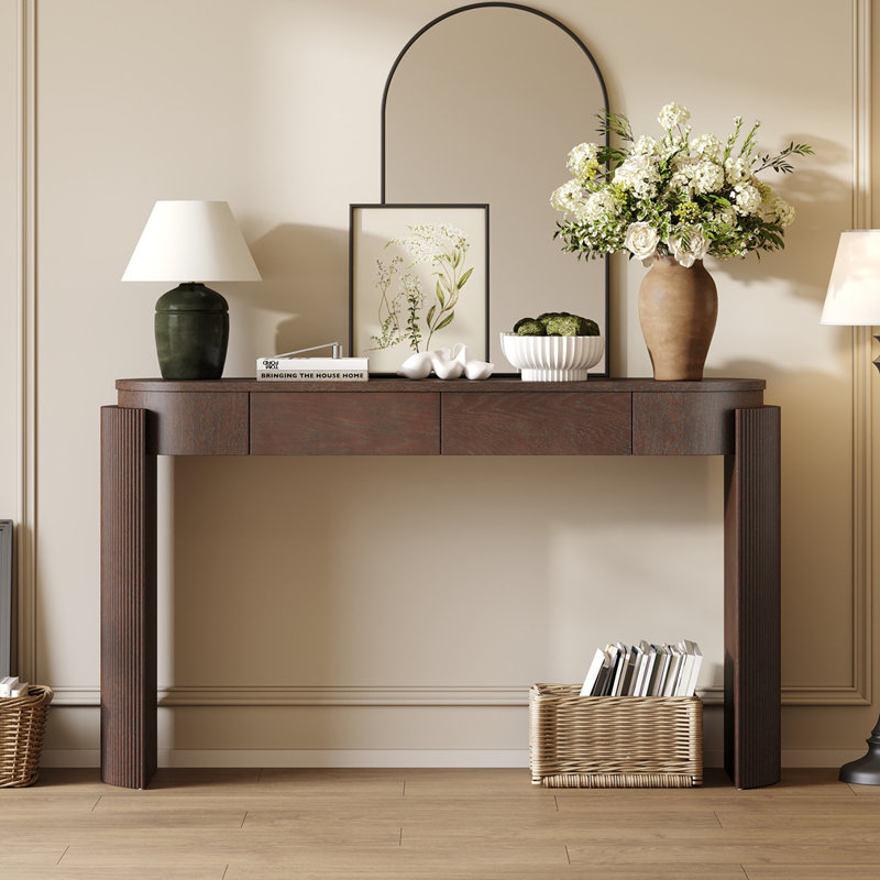 Fluted Design Console Table, Espresso