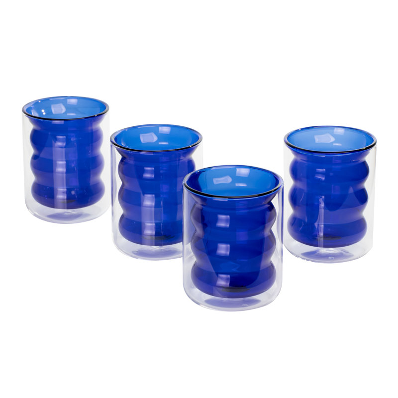 Vigo Blue Glass Water and Juice Drinking Set of 4