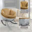 Chaise berçante en cuir jaune et argent-113380299