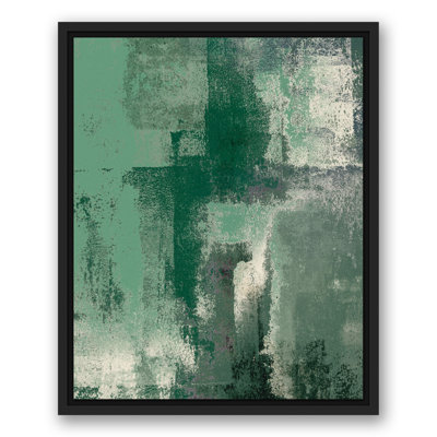Radiant Green Abstract Floating Framed Canvas