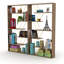 Bibliothèque noyer / jaune avec 6 tablettes - Bureau en bois massif moderne pour le bureau à 6 tablettes moderne-129959717