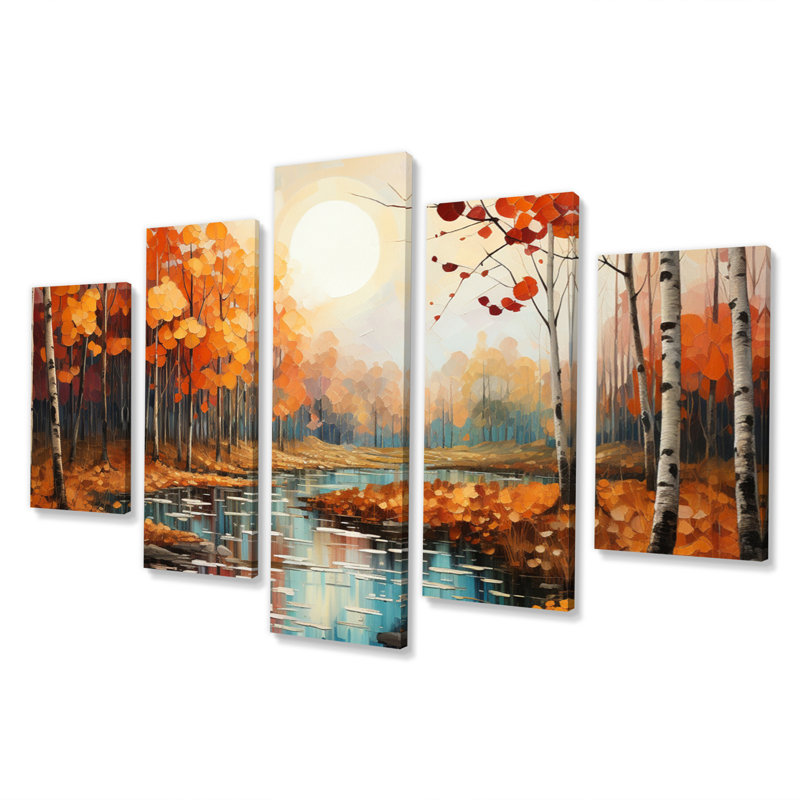 Canada Orange Autumn Symphony V sur toile, reproduction de 5 pièces