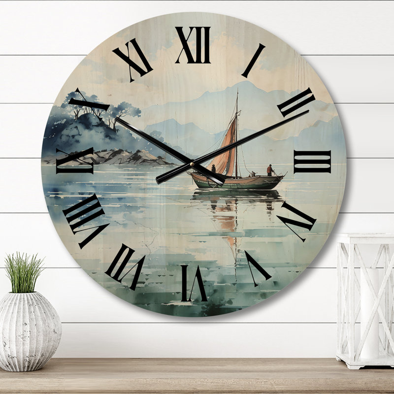Horloge murale en bois massif Kerris, Moyenne