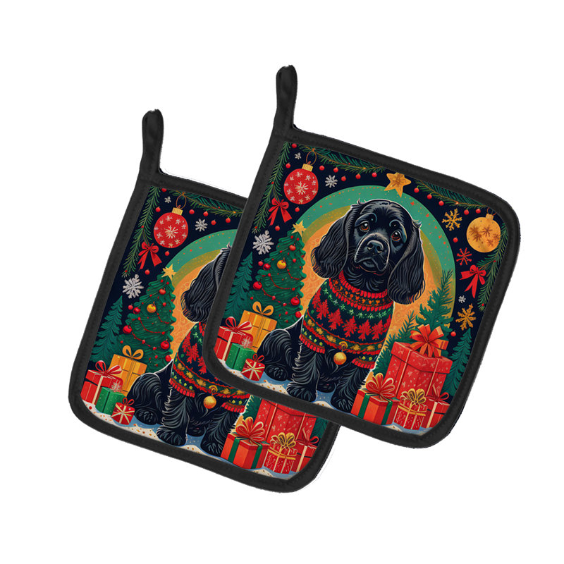 Paire de supports à casserole Black Cocker Spaniel