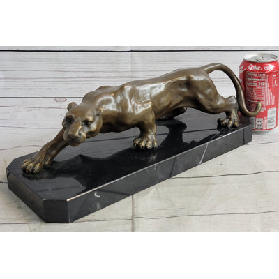 Rhuaridh Cougar Puma Panther Mountain Lion Bronze Sculpture Statue On Marble Base