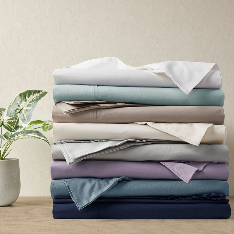Ensemble de draps en percale de coton à densité de tissage 200 fils Gracie Mills Clementine, Mauve