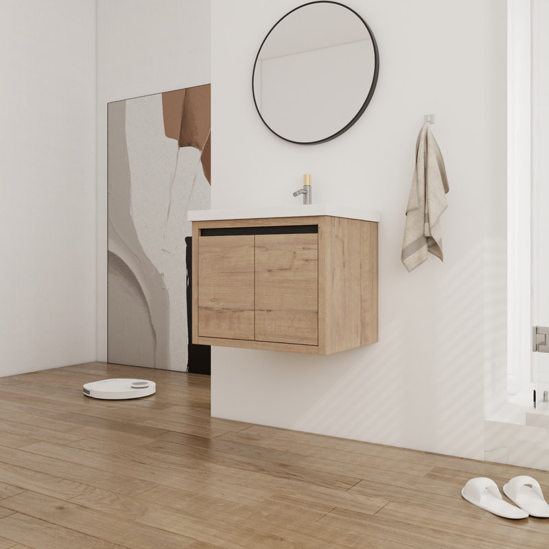 Ensemble de meuble-lavabo simple 23,94 avec comptoir Tausin, Chêne