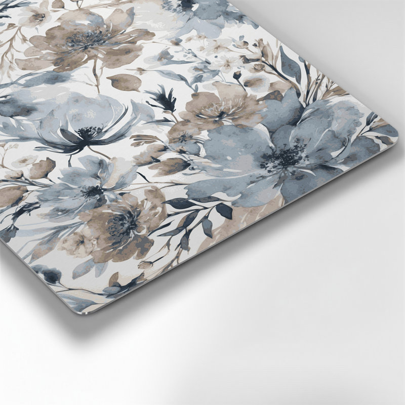 Aquarelle florale 97, art mural en métal beige, H 18 po x l 12 po