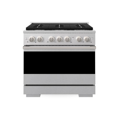 ZLINE 36 in. Marino Gas Range w/ 6 Gas Burners & Convection Oven in Satin Steel Stainless Steel