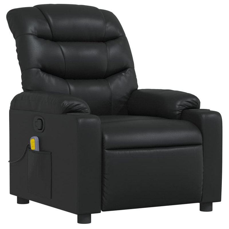 Faux Leather Recliner, Black Faux Leather