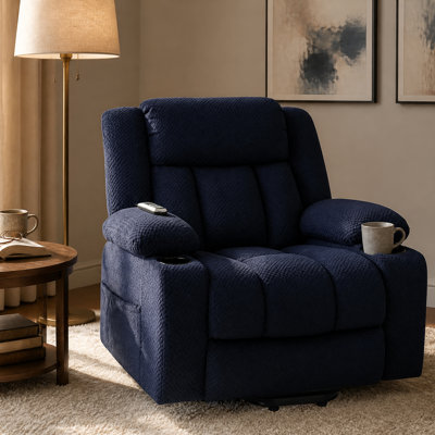 Fauteuil inclinable électrique à 3 moteurs de 40 po de large avec chaleur et massage, fauteuil rembourré en flanelle moelleuse avec réglage indépendant du dossier et de la tête