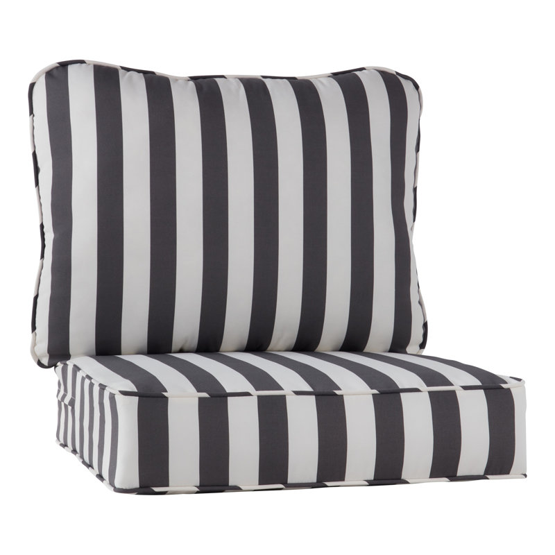 Outdoor 2-Piece Deep Seat Cushion Set, Canopy Stripe Gray
