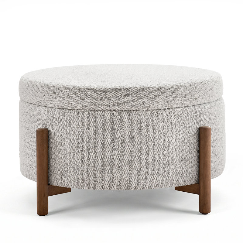 Repose-pieds rond avec rangement 31,7 po, Beige