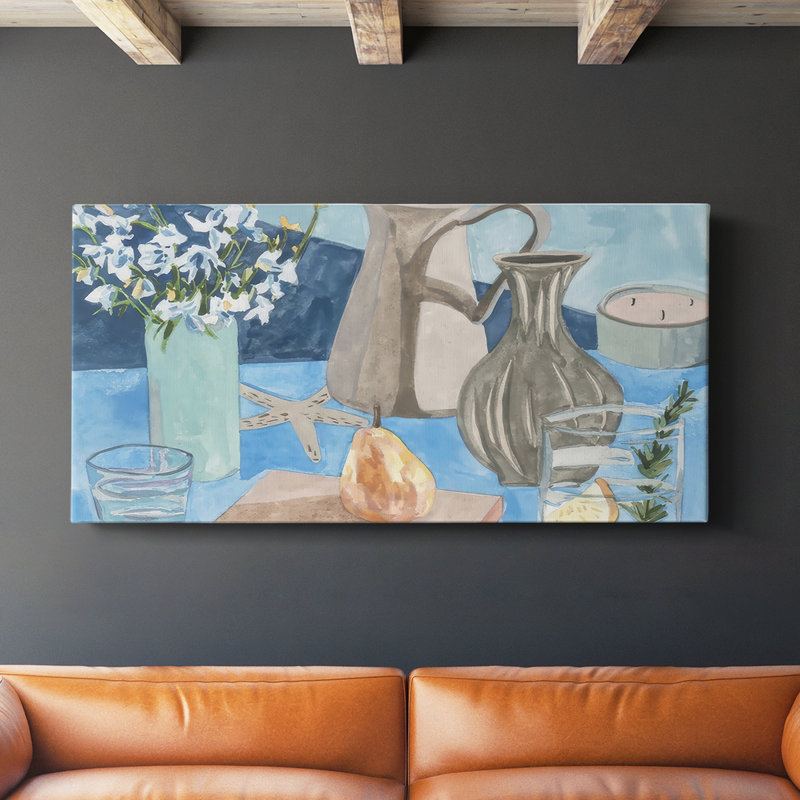 Bleu nature morte I - Toile tendue avec châssis - Prêt à accrocher, H 24 po x l 48 po