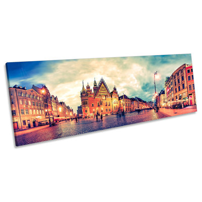 Wroclaw Poland Cityscape - Wrapped Canvas Panoramic Print