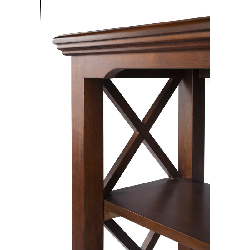 Brown Rubberwood and Birch Veneer Console Bookcase