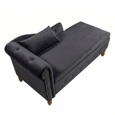 Darcas Luxurious and Cozy Upholstered Chaise Lounge with Hidden Storage and Wooden Legs for Bedroom and Living Room