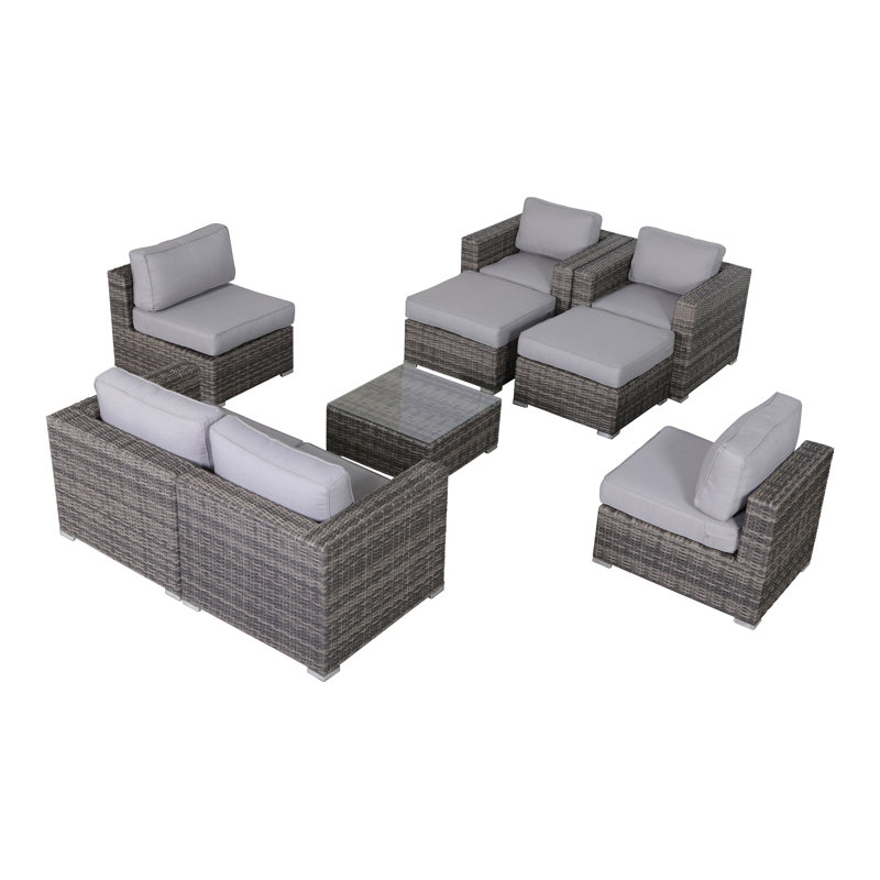 Ensemble de conversation pour 6 personnes avec coussins Demarest