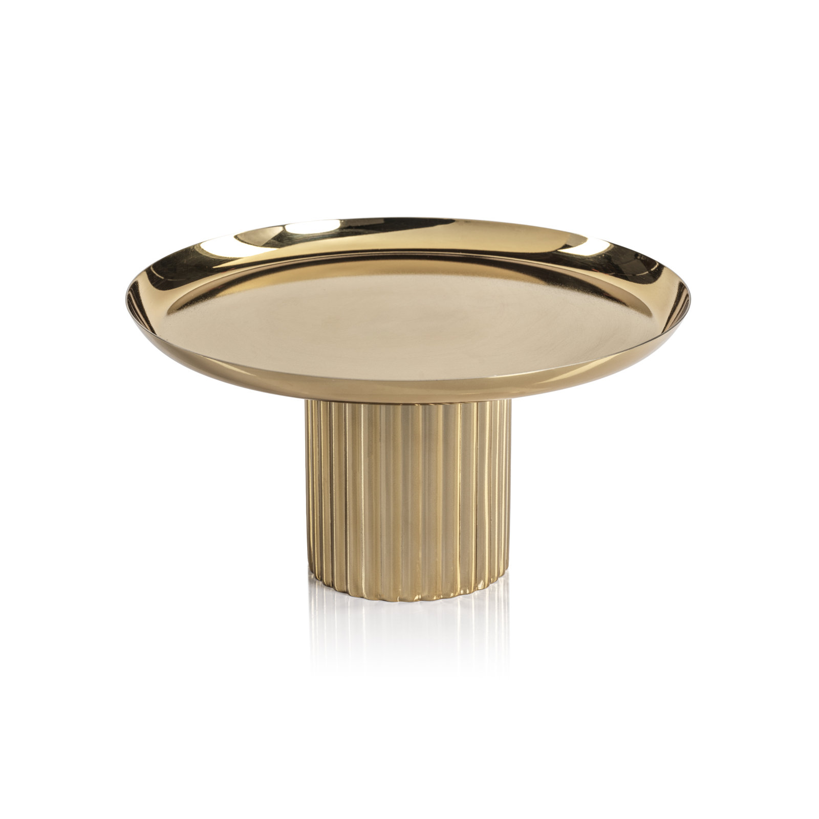 Latis Polished Stainless Steel Footed Cake Stand, Gold