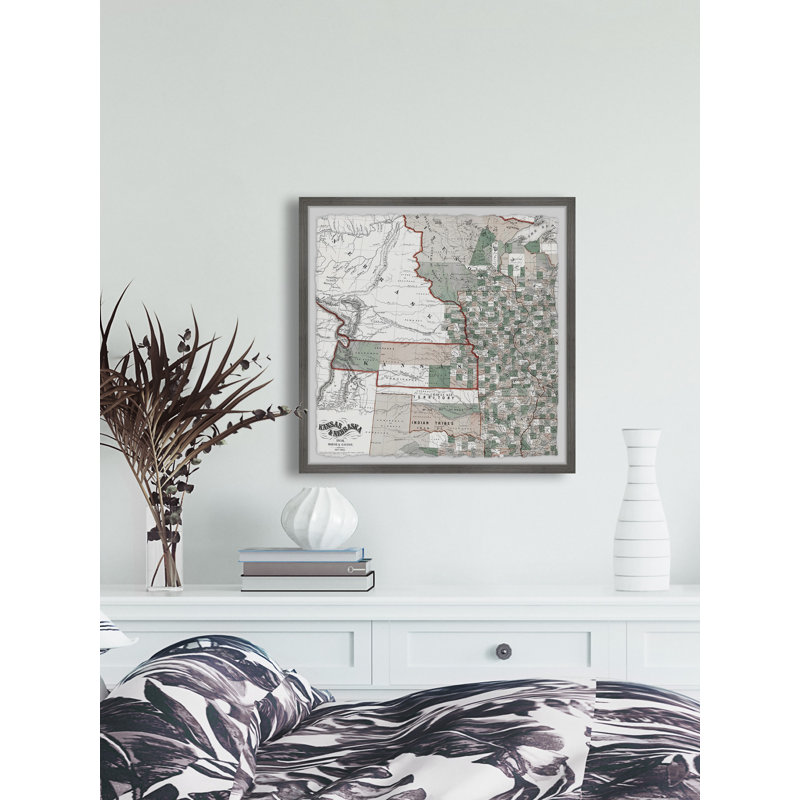 Carte du Kansas - impression sur cadre photo, H 32 po x l 32 po x P 1,5 po