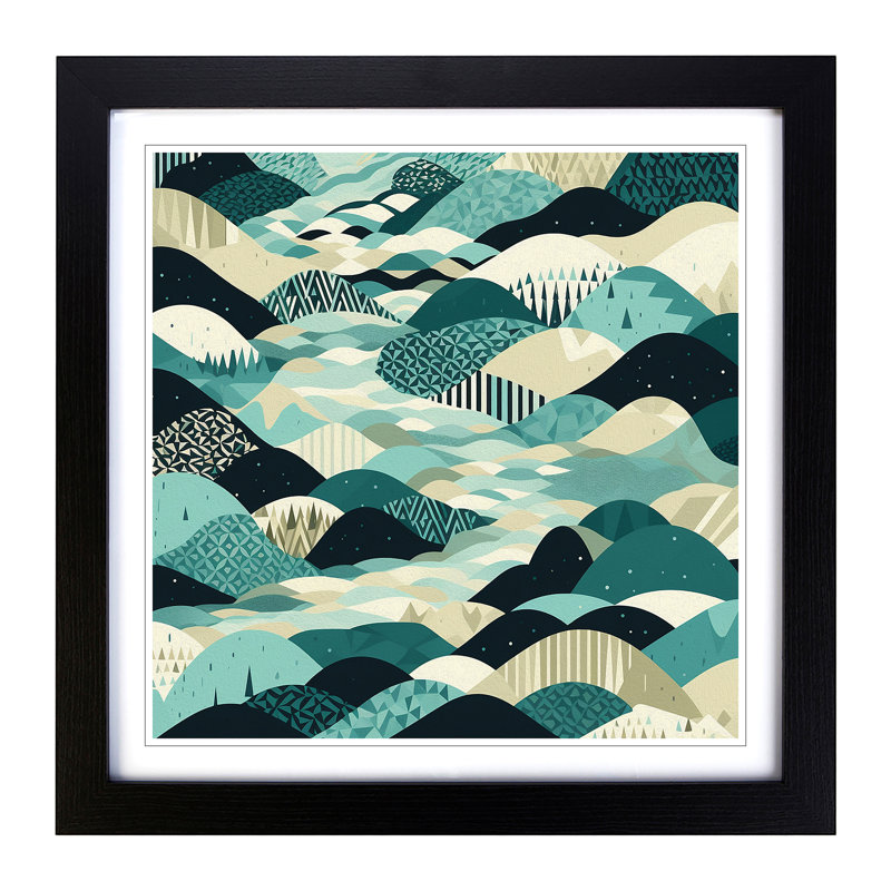 River Geometric No.1 - Single Picture Frame Print on Wood, Black