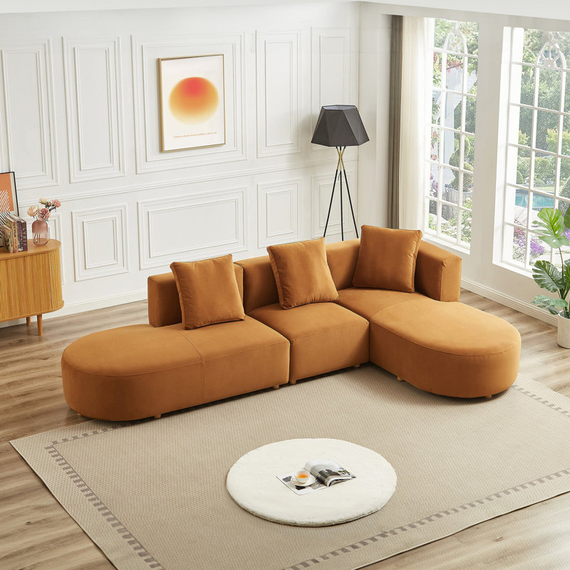 Canapé modulaire en velours pour salon, Orienté à droite